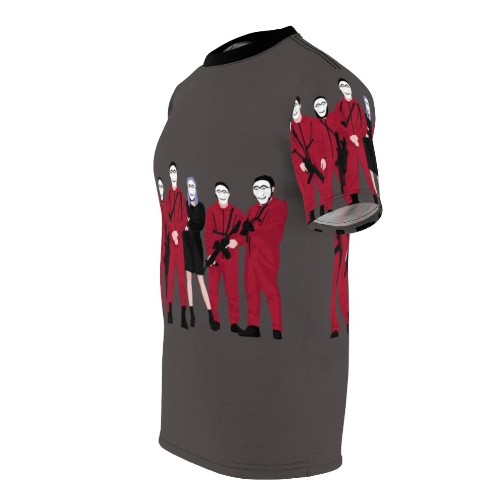 All-Over-Print T-shirt Featuring Iconic Money Heist Characters and Designs - men left