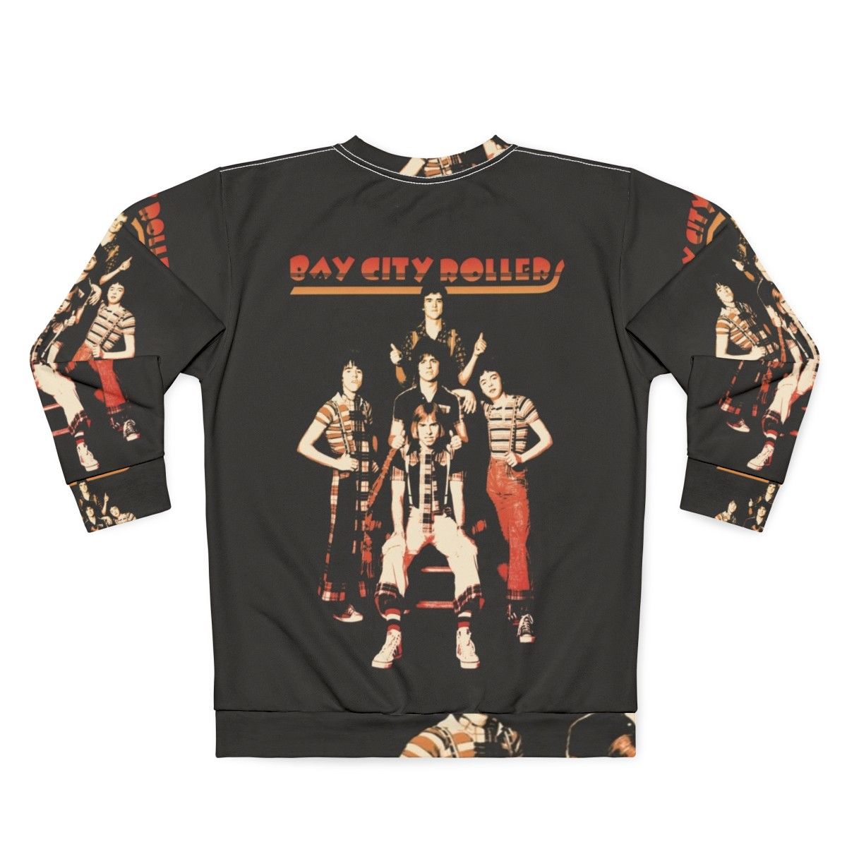 Retro Bay City Rollers sweatshirt featuring 80s glam rock band - Back