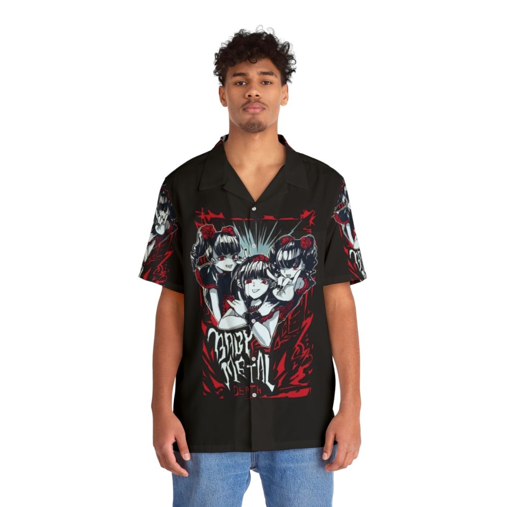 Babymetal inspired Hawaiian shirt with anime and heavy metal design - People Front