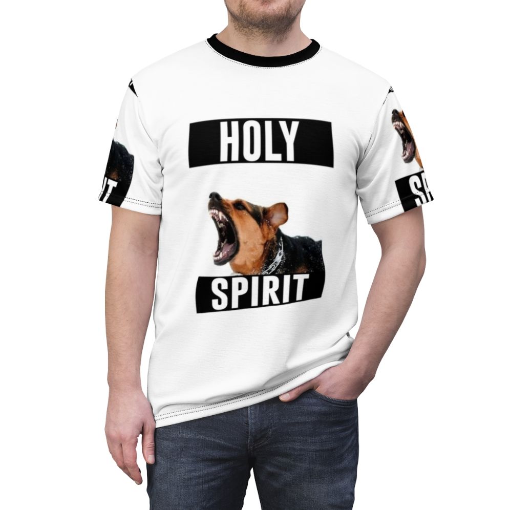 Holy Spirit graphic design on a t-shirt - men front