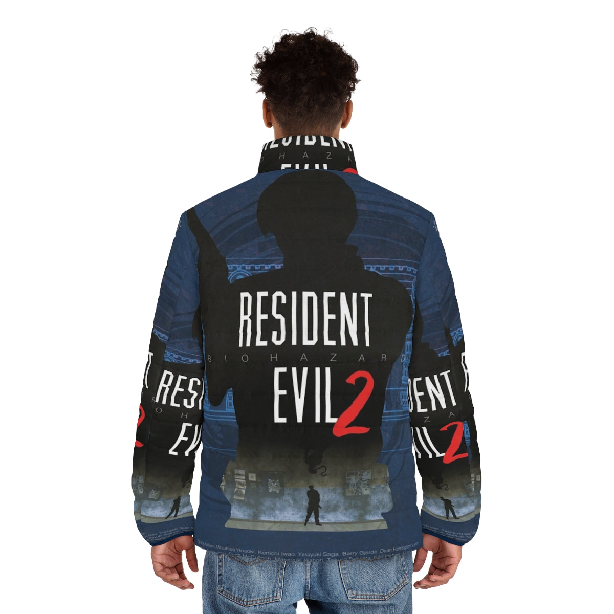 Resident Evil 2 The Licker Minimalist Art Puffer Jacket - men back