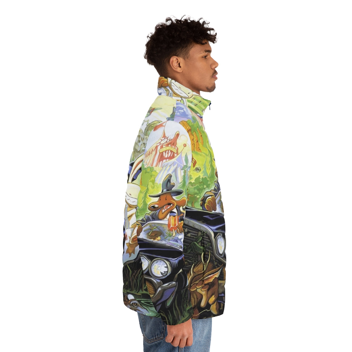 Puffer jacket with retro gaming graphics - men side right