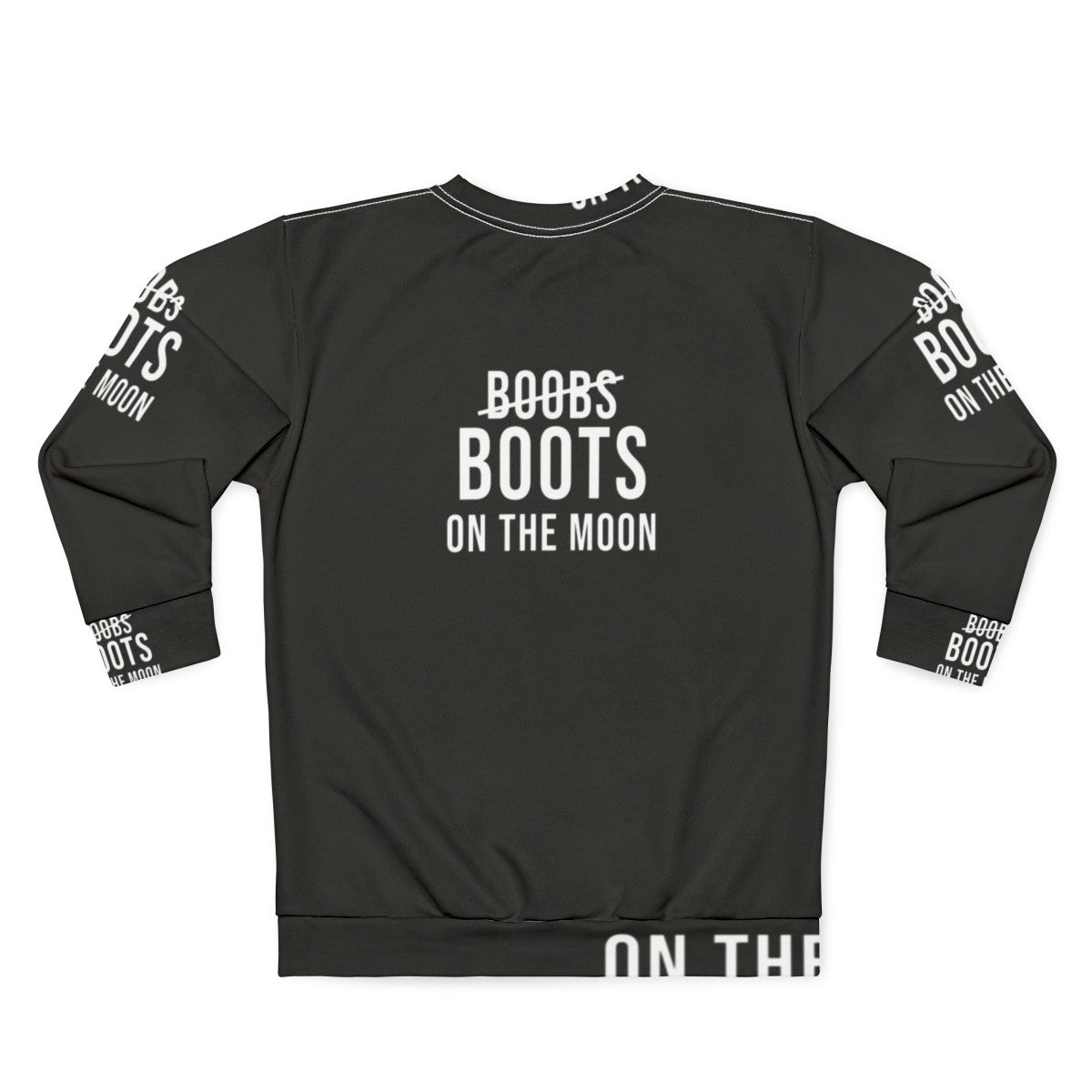 Black sweatshirt with "Boots On The Moon" design, inspired by Netflix's Space Force - Back