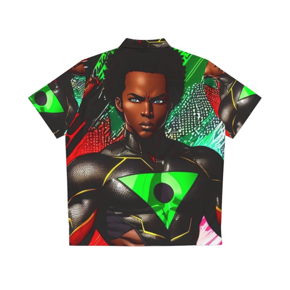 Black Superhero Hawaiian Shirt - Back