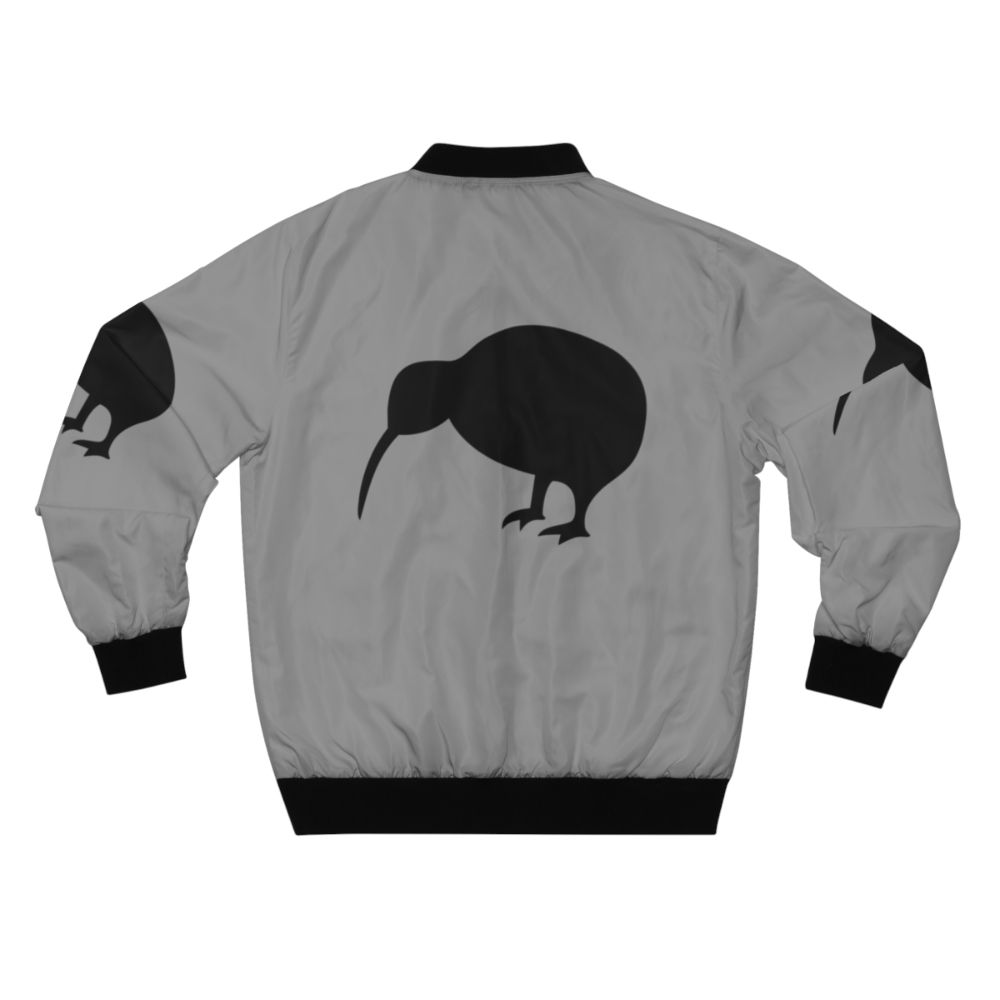 Black bomber jacket with kiwi and New Zealand design - Back