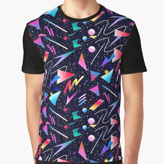 Vaporwave aesthetic graphic t-shirt with a repeating pattern design