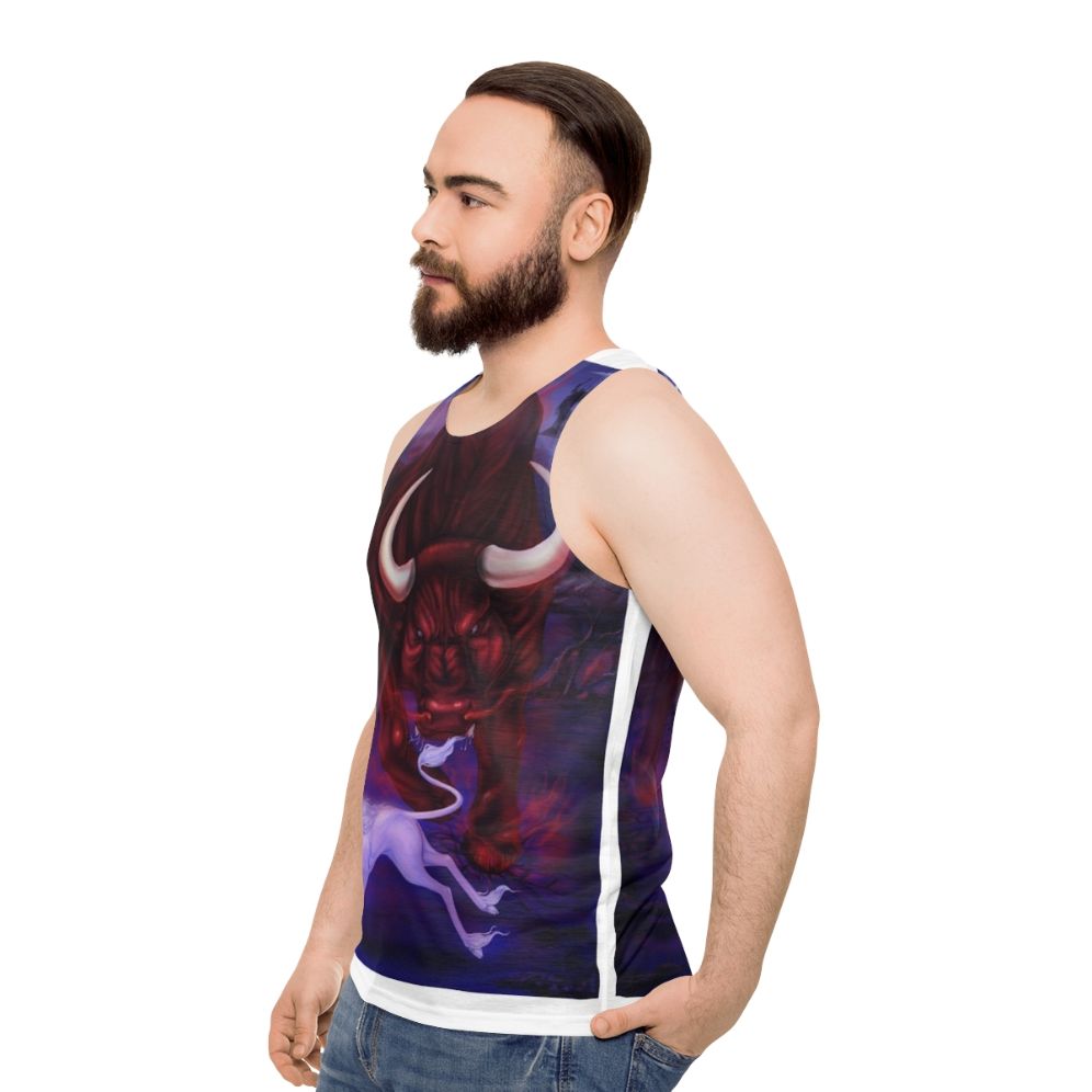 Unicorn and Bull Unisex Fantasy Tank Top - men side