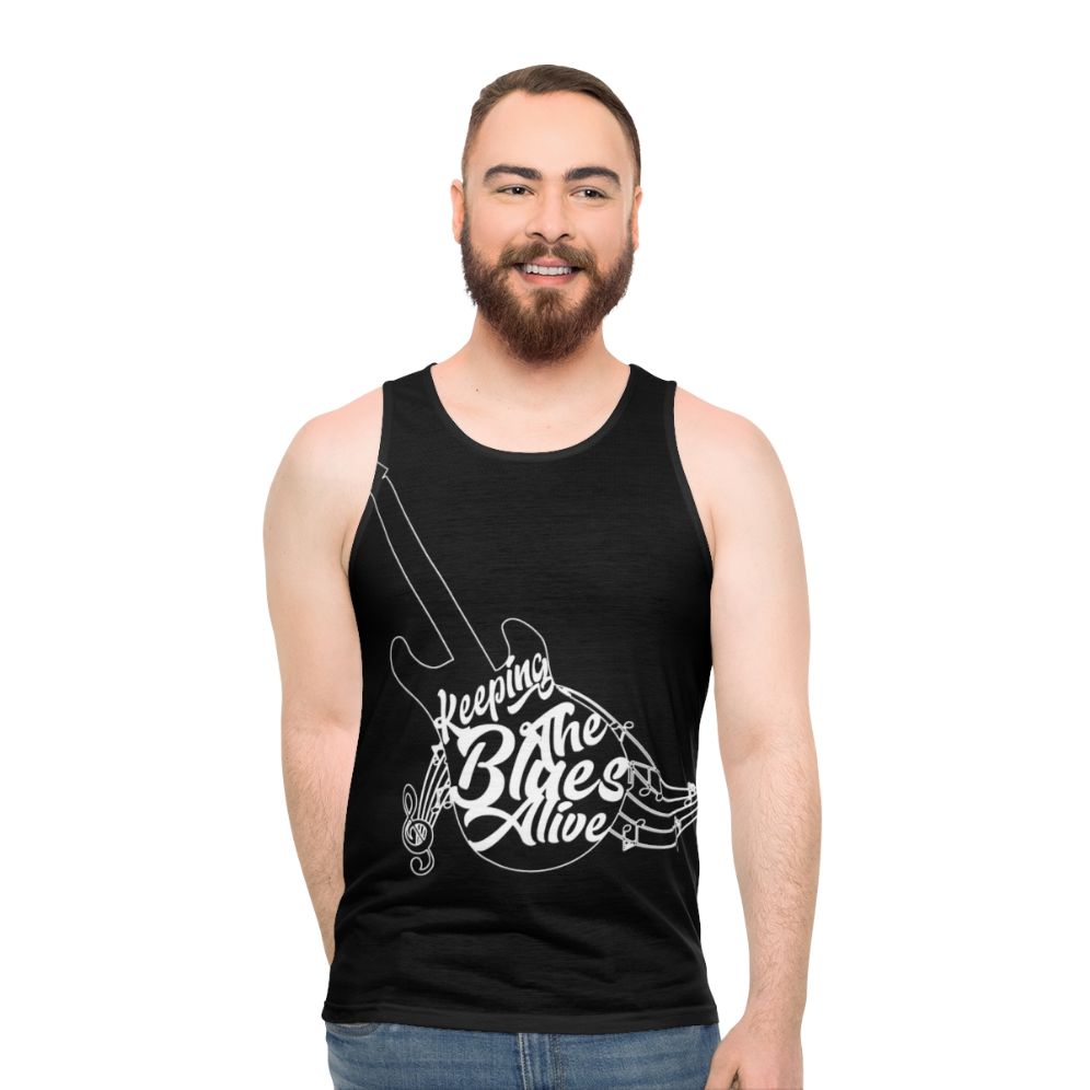 Unisex blues music saxophone lover tank top - men