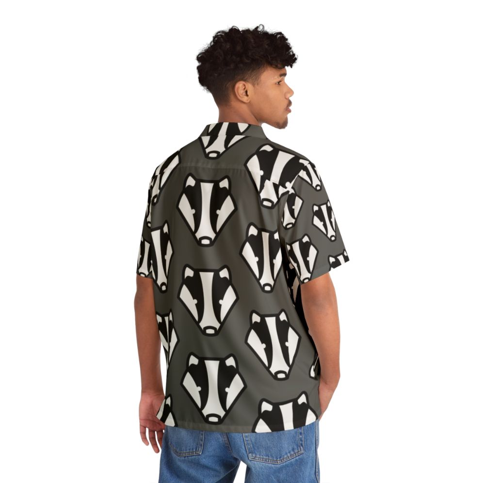 Badger-themed Hawaiian shirt with a gray and black design - People Back