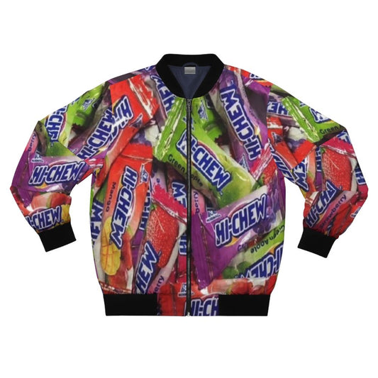 Colorful and flavorful Hi-Chew candy bomber jacket