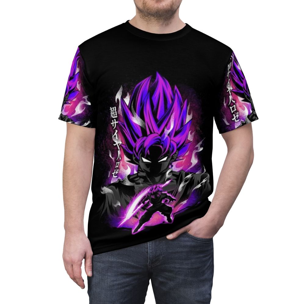 Radiant rose-themed anime-inspired t-shirt design - men front