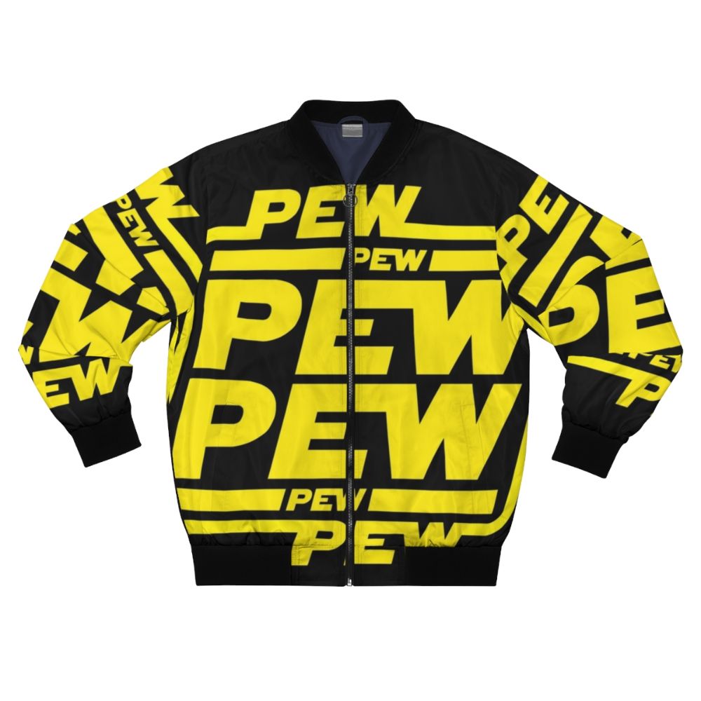 Pew pew laser fighter bomber jacket with space and galaxy design