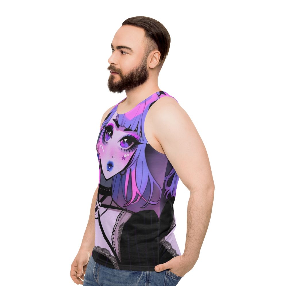 Kawaii anime inspired unisex goth tank top - men side