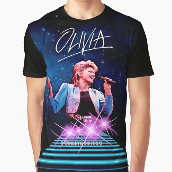 Olivia Newton-John 1980s Music Graphic T-Shirt