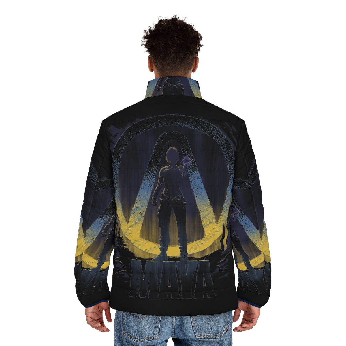 Borderlands 2 Maya puffer jacket featuring the iconic character design - men back