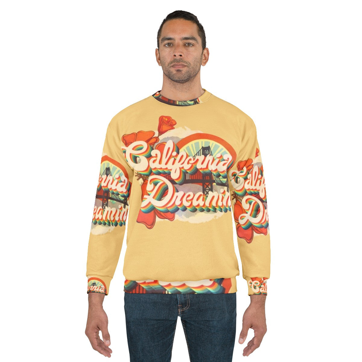 Vintage California Dreamin' Sweatshirt with Psychedelic Music Graphic - men