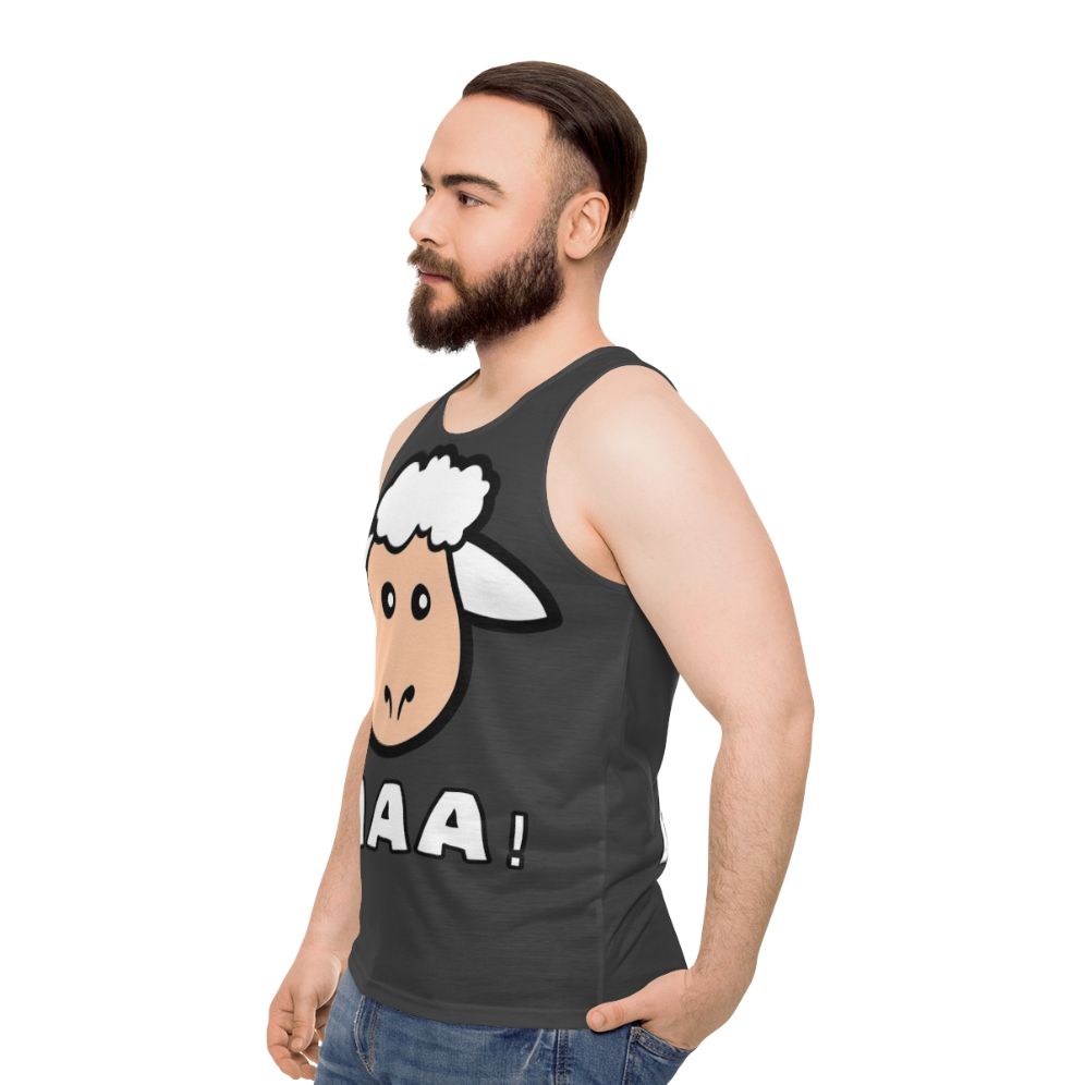 Unisex tank top featuring a colorful and abstract design of legendary sheep animals - men side