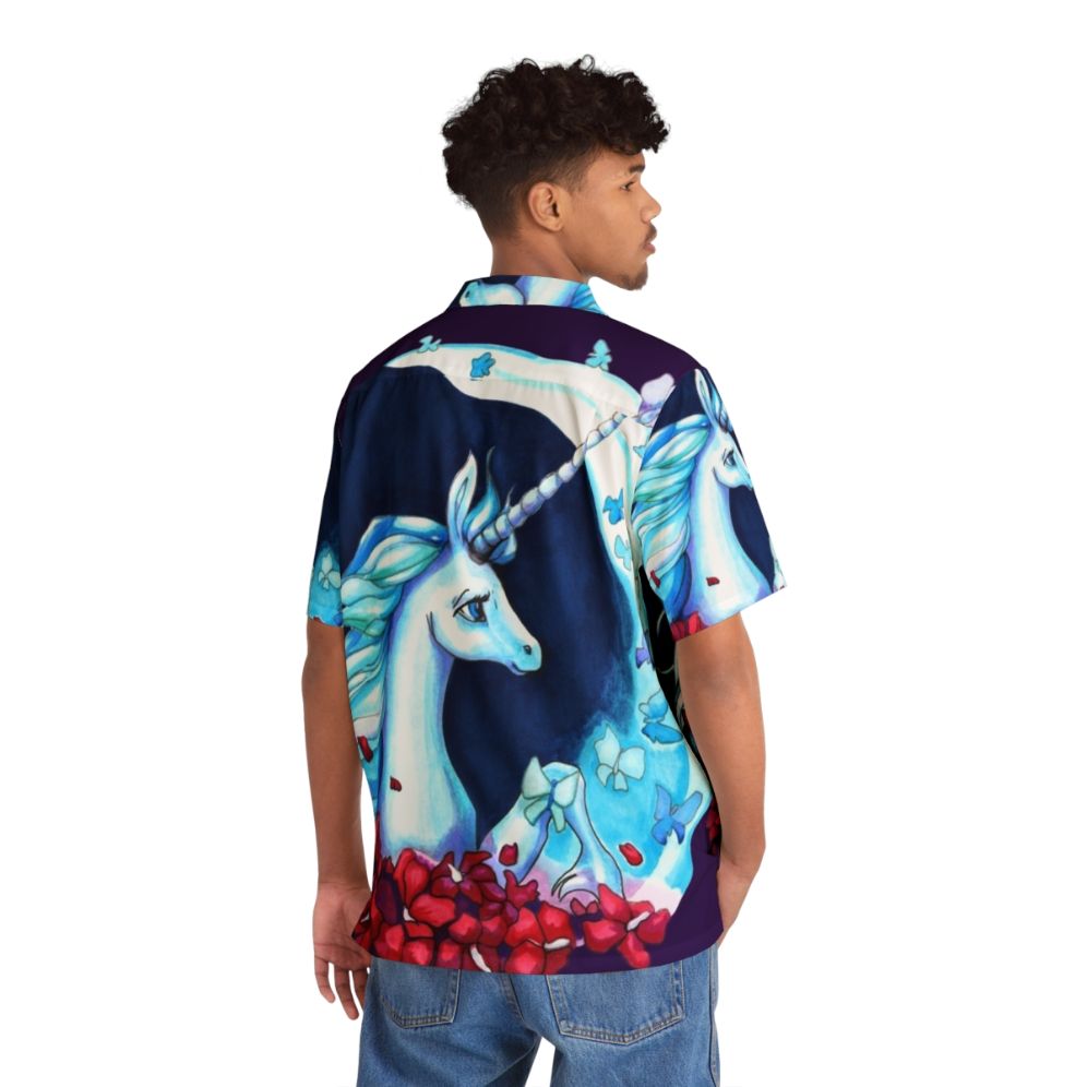 Moonlight The Last Unicorn Hawaiian Shirt with Romantic Floral Design - People Back