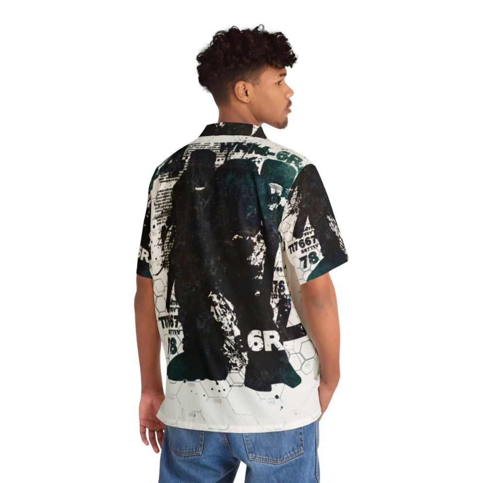 84 Revisited V5 Mech Hawaiian Shirt - Sci-Fi Inspired - Flat lay