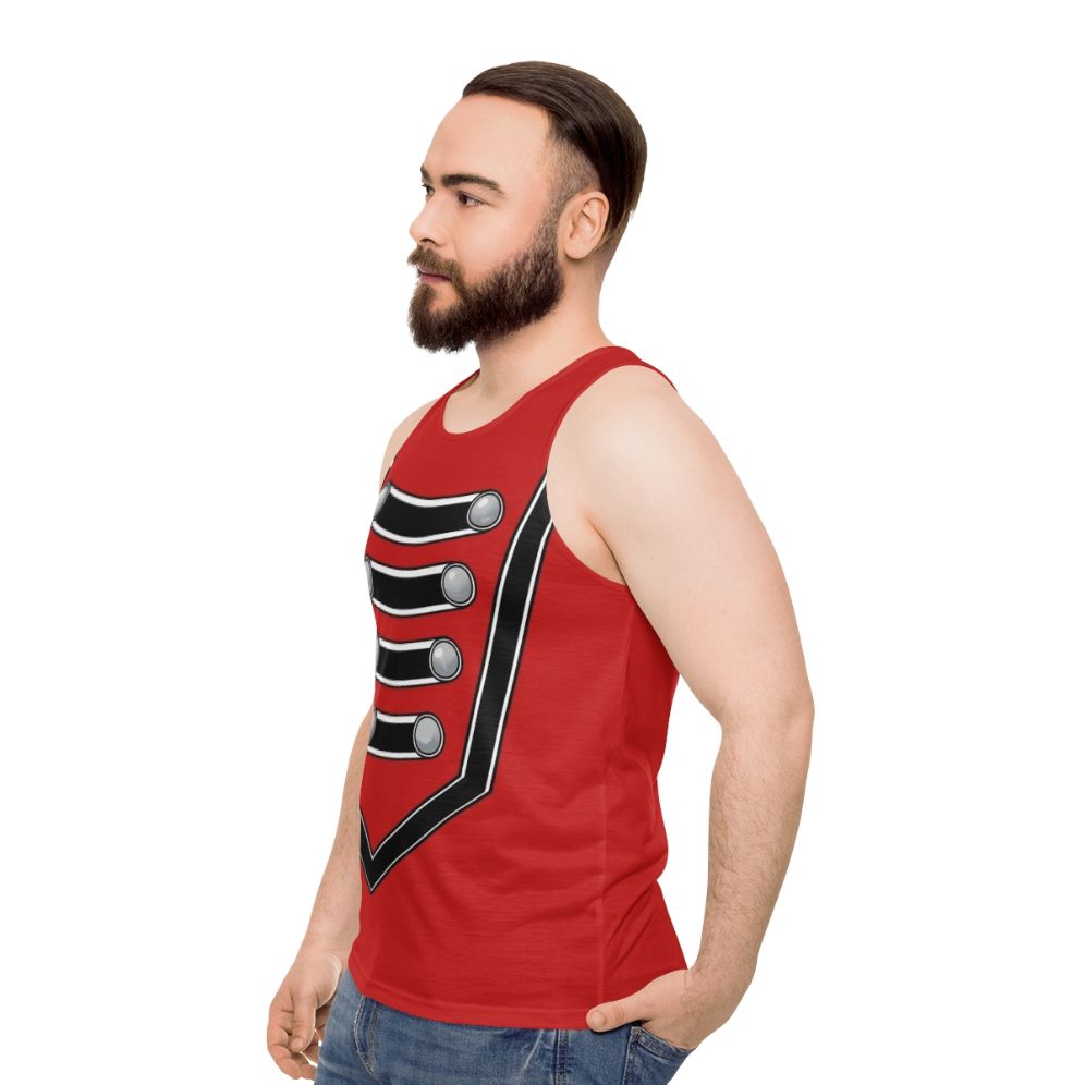 Unisex tank top with a simple marching band pattern design - men side