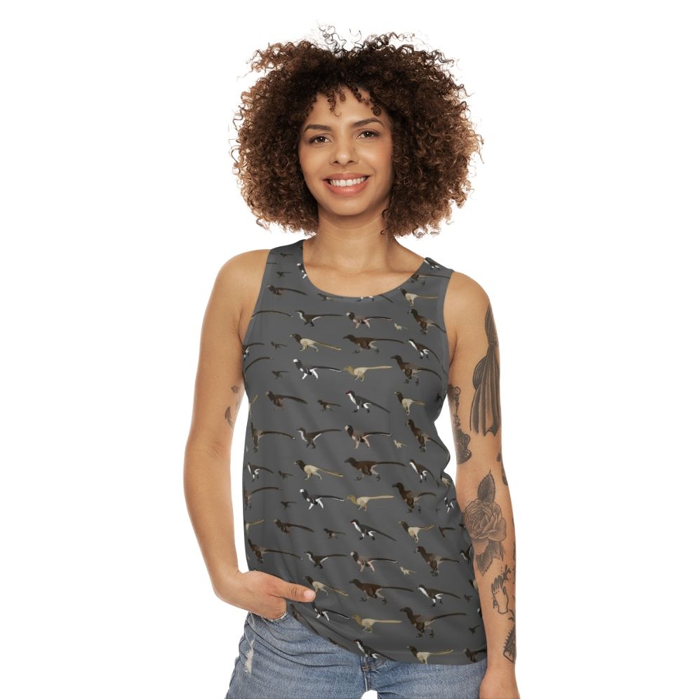 Dromaeosaurid dinosaur pattern unisex tank top - women