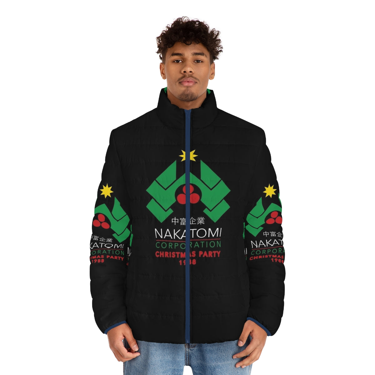 Nakatomi Corporation Christmas Party Puffer Jacket - Die Hard Inspired Retro 80s Fashion - men front