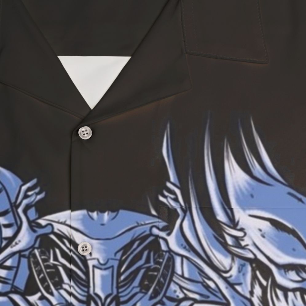 Vigilo Confido XCOM Hawaiian Shirt featuring futuristic and horror inspired designs - Detail