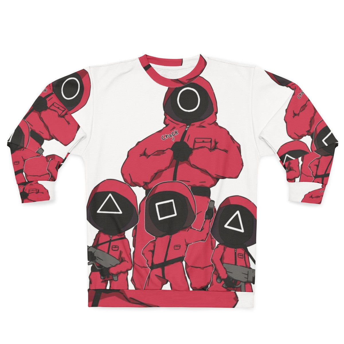 Squid Game Soldiers Sweatshirt featuring iconic characters from the Netflix Korean drama series