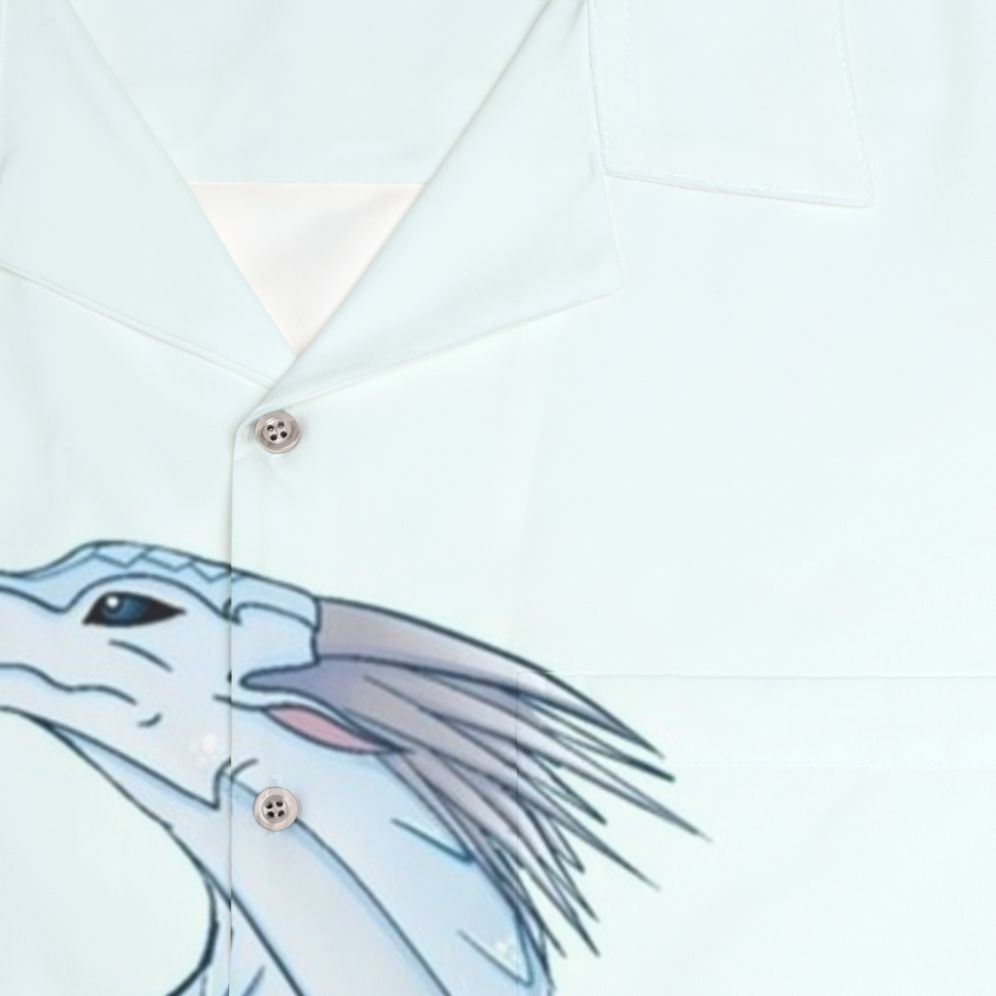 Winter Icewing Hawaiian Shirt featuring Wings of Fire inspired design - Detail