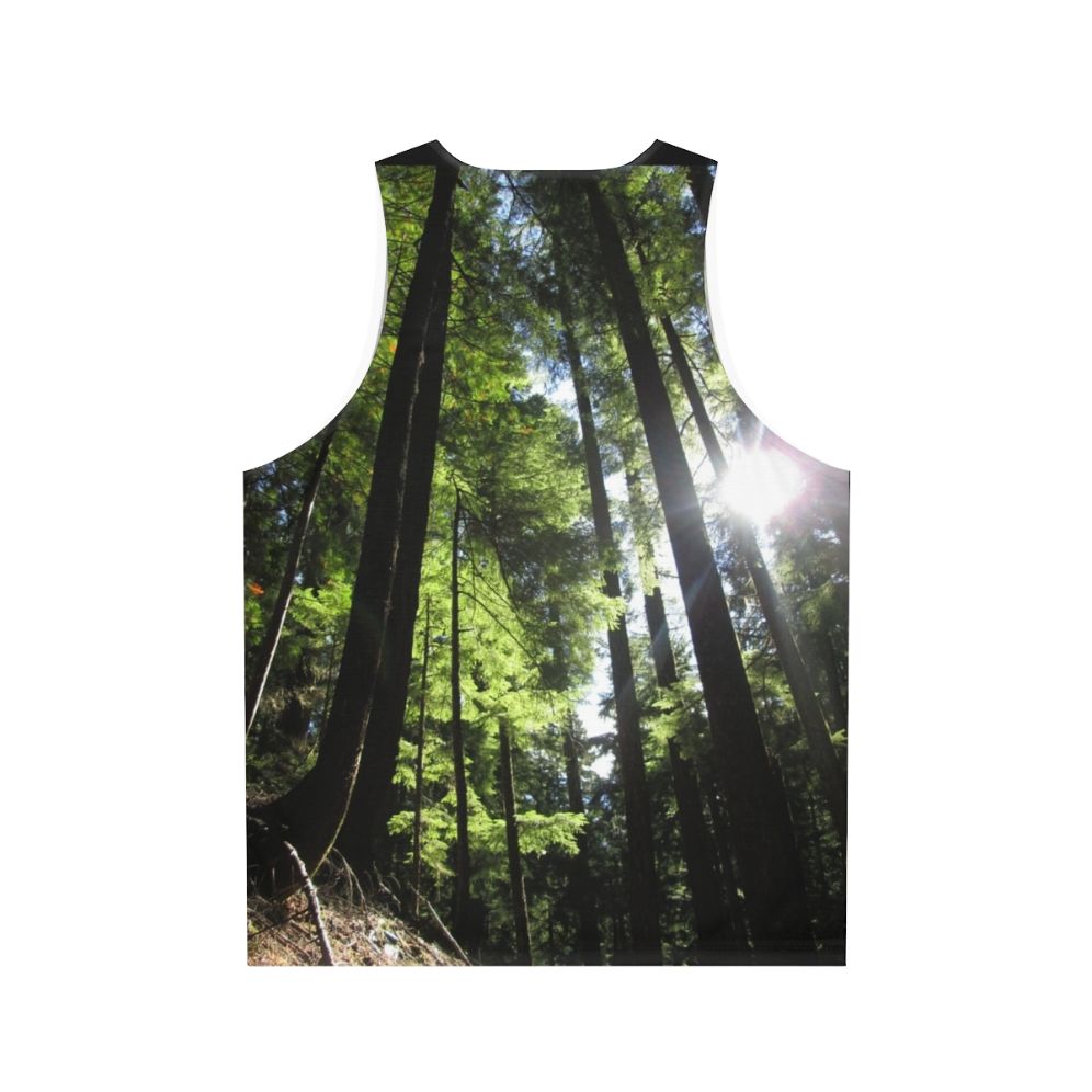 Sunlit fir tree unisex tank top - Back