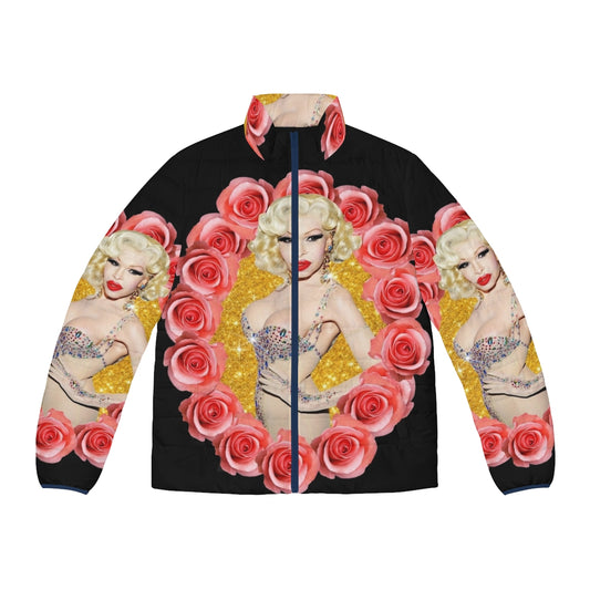 Amanda Lepore wearing a stylish puffer jacket, a celebrity fashion icon