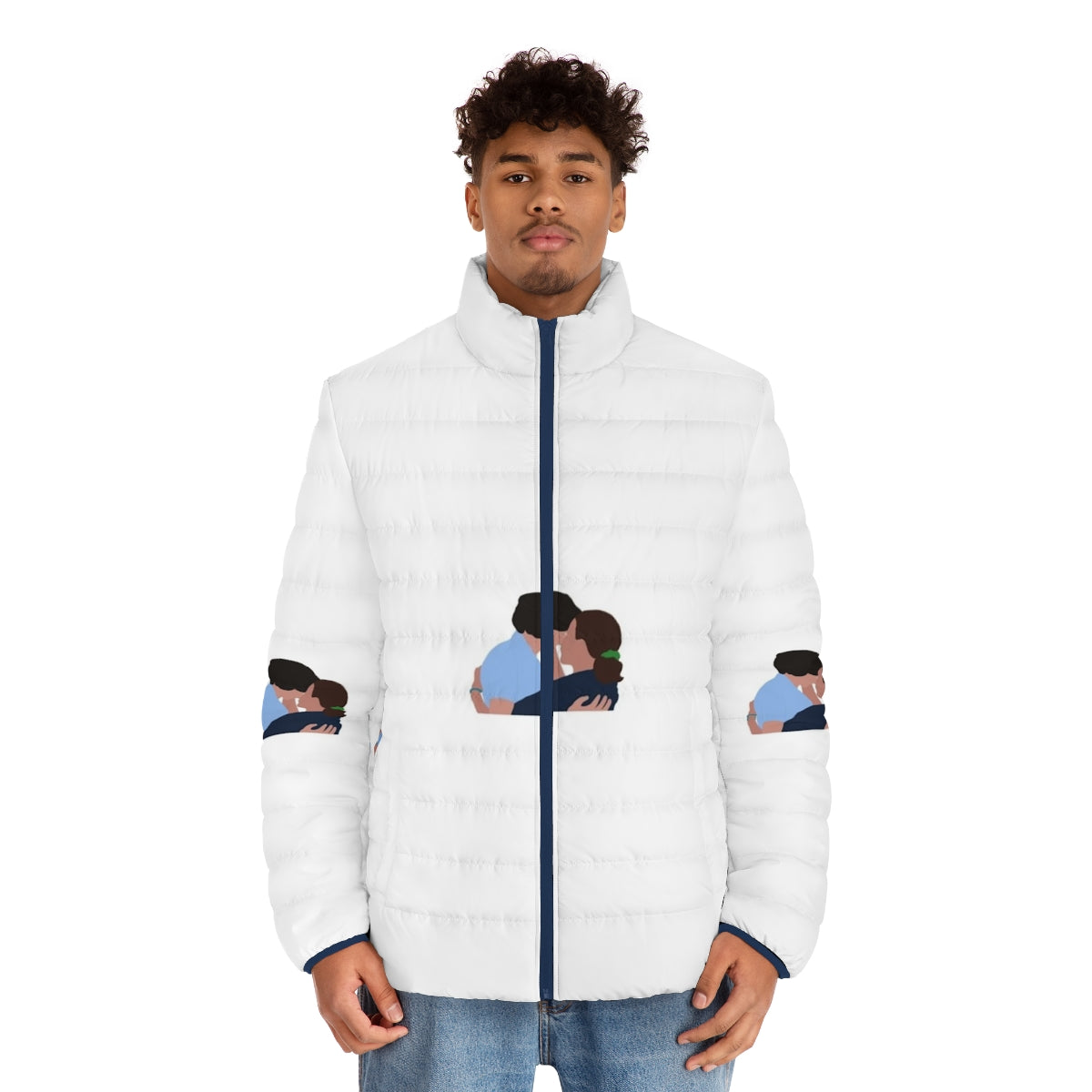 "Stranger Things Mike and El Puffer Jacket - Stylish and Cozy Outerwear Inspired by the Popular Netflix Series" - men front