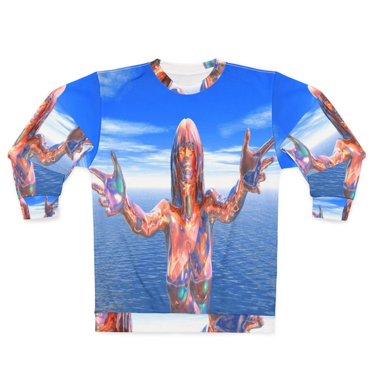 Zombie-themed sweatshirt with abstract, colorful design