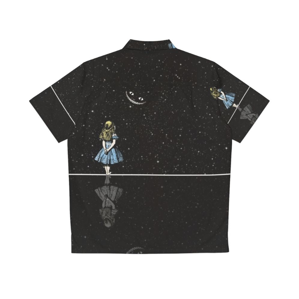 Alice In Wonderland Starry Night Hawaiian Shirt with Cheshire Cat and Galactic Cosmic Design - Back