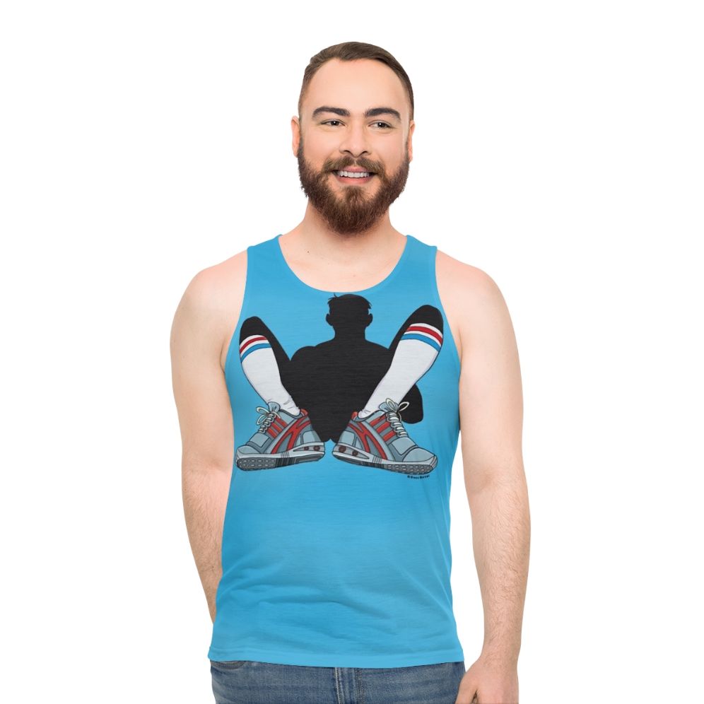 Unisex blue athletic tank top - men