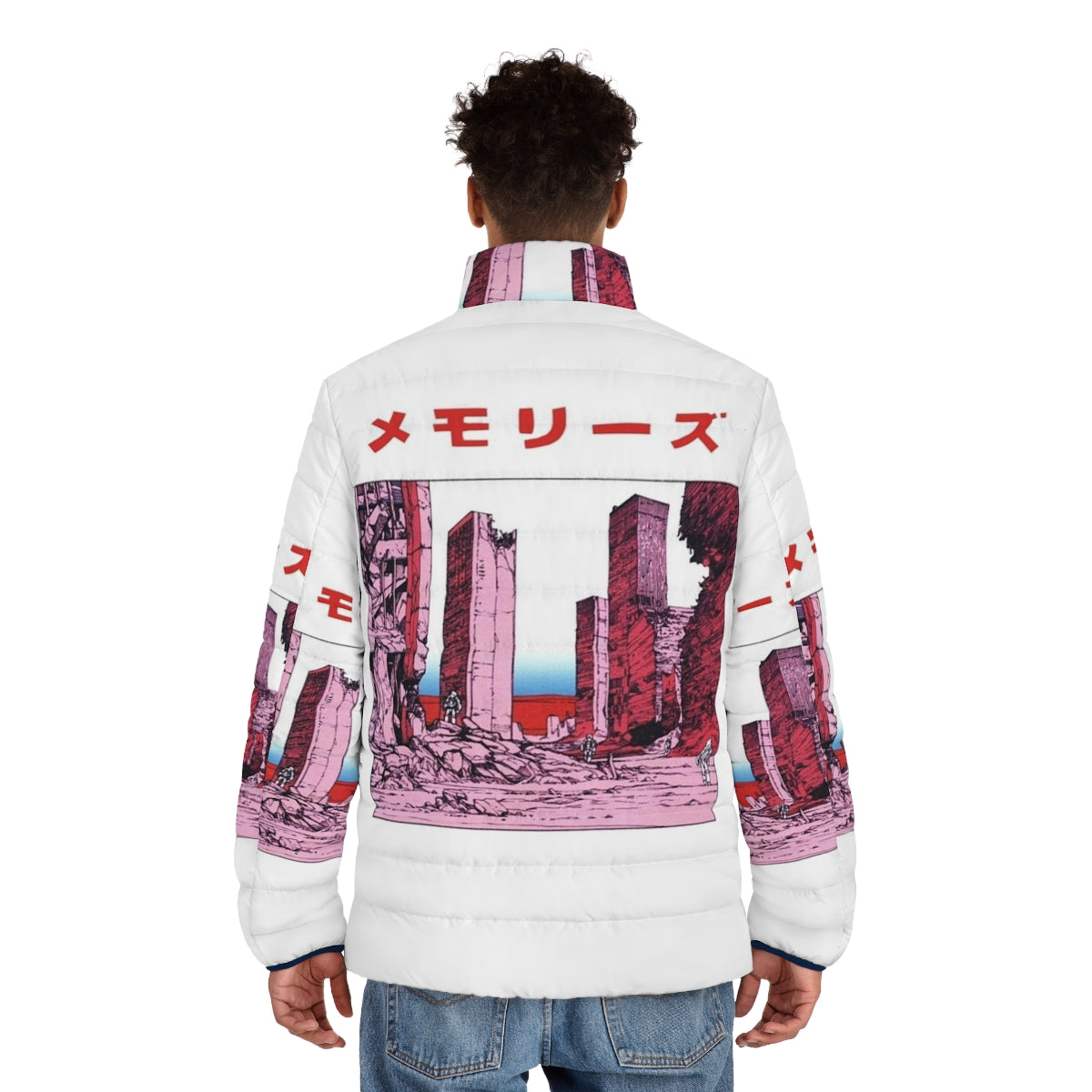 Katsuhiro Otomo Akira-inspired puffer jacket with vaporwave and cyberpunk design - men back