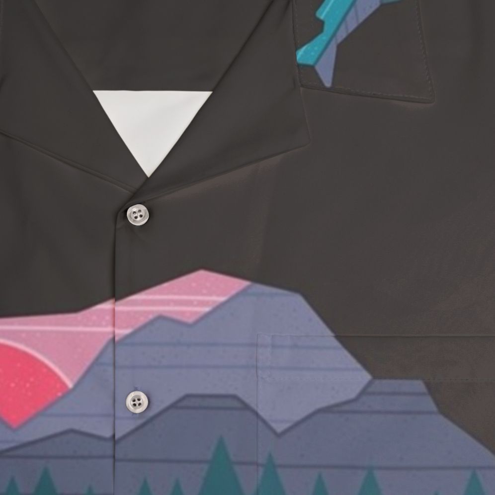 Bear Country Hawaiian Shirt with Minimalist Bear Wildlife Design - Detail