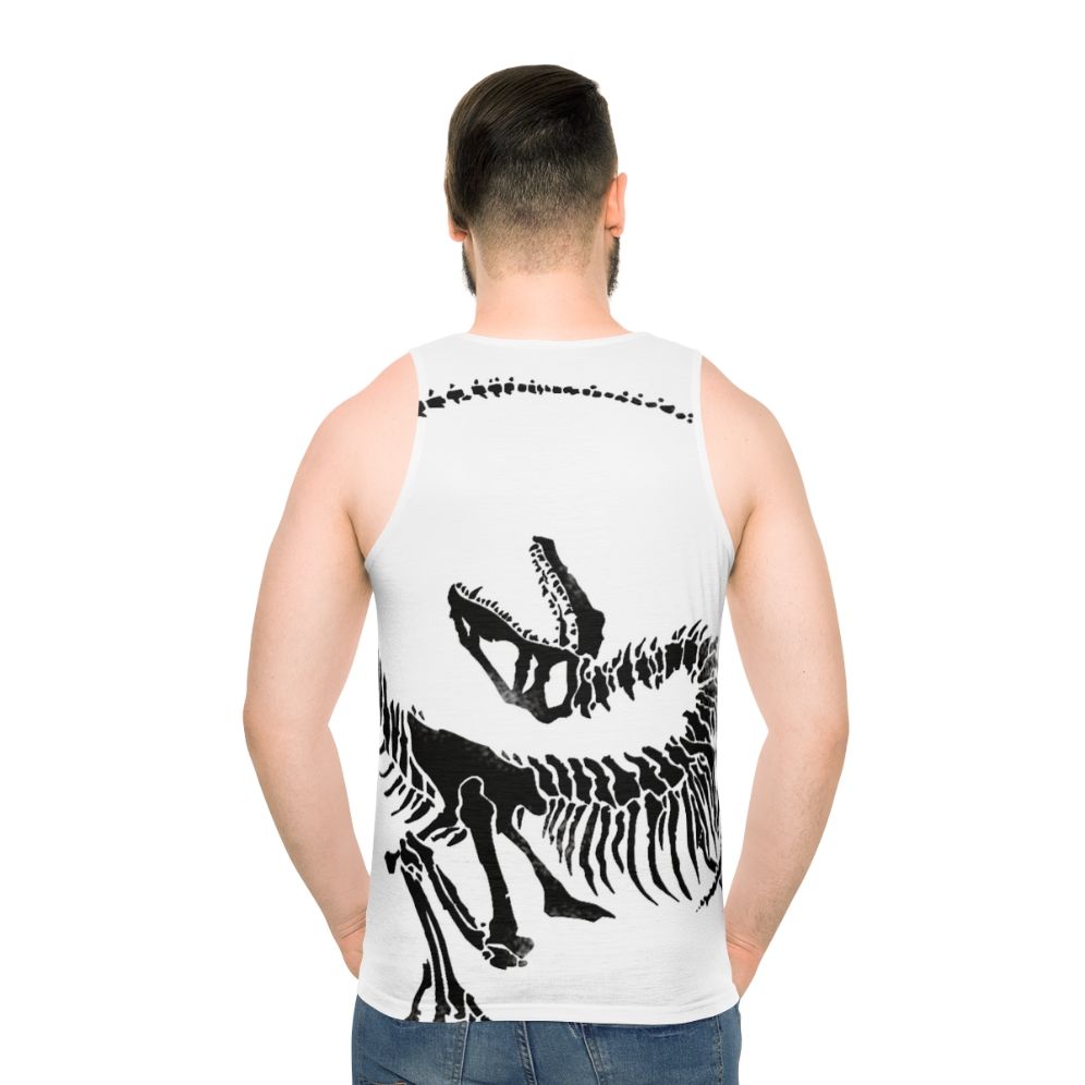 Velociraptor skeleton dinosaur bones print on unisex tank top - men back