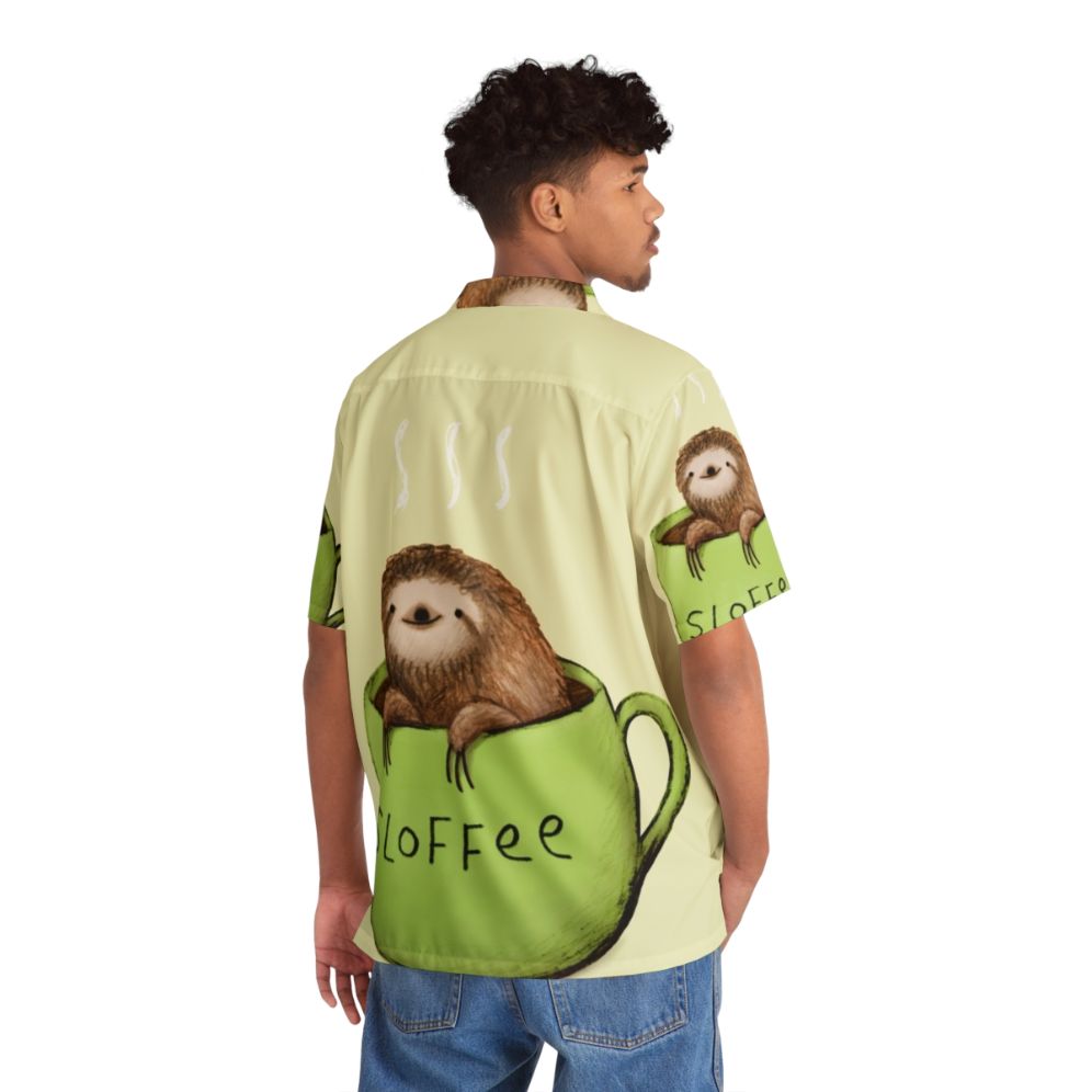 Sloffee Hawaiian Shirt with Cute Sloth and Coffee Cup Design - People Back