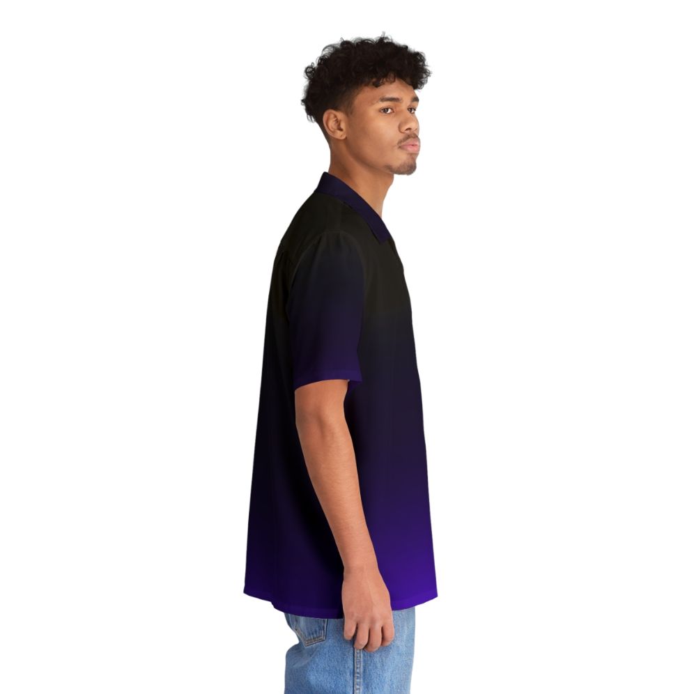 Black and purple gradient Hawaiian shirt with a minimalistic, celestial design - People Pight