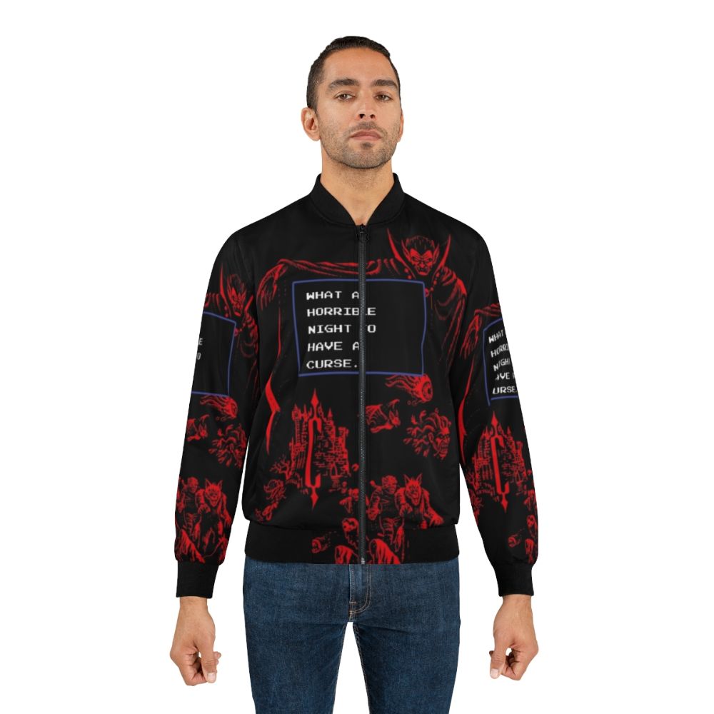 Retro pixel bomber jacket with Castlevania inspired design - Lifestyle