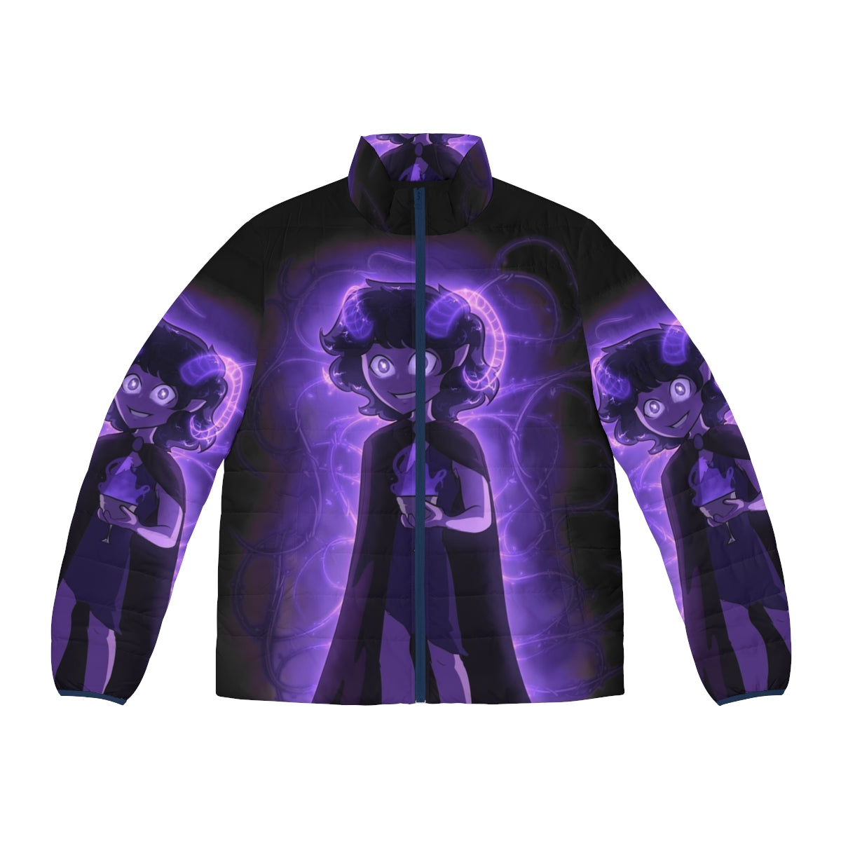 Evangelion x Dipset x Clique Puffer Jacket with anime and hip-hop graphics