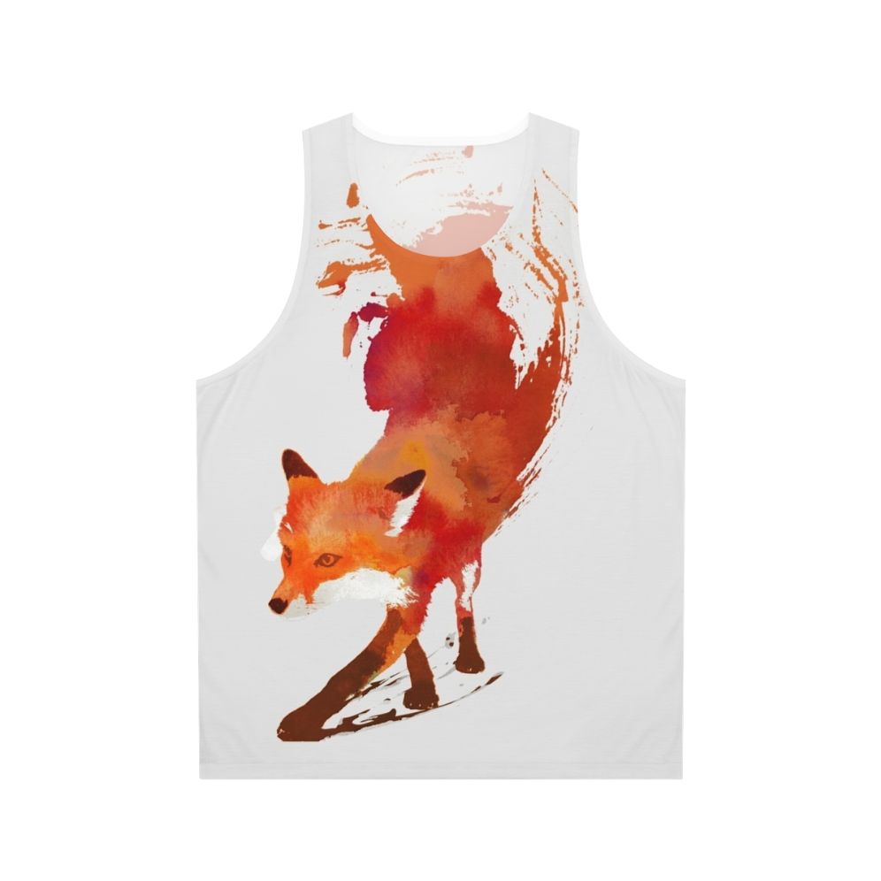 Watercolor fox design on unisex tank top