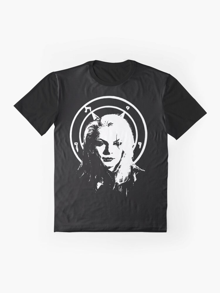 Satanic graphic t-shirt featuring Zeena LaVey, the daughter of Anton LaVey and the Church of Satan - Flat lay