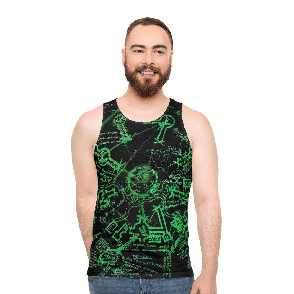 Vintage Lost TV Show Dharma Station Map Unisex Tank Top - men