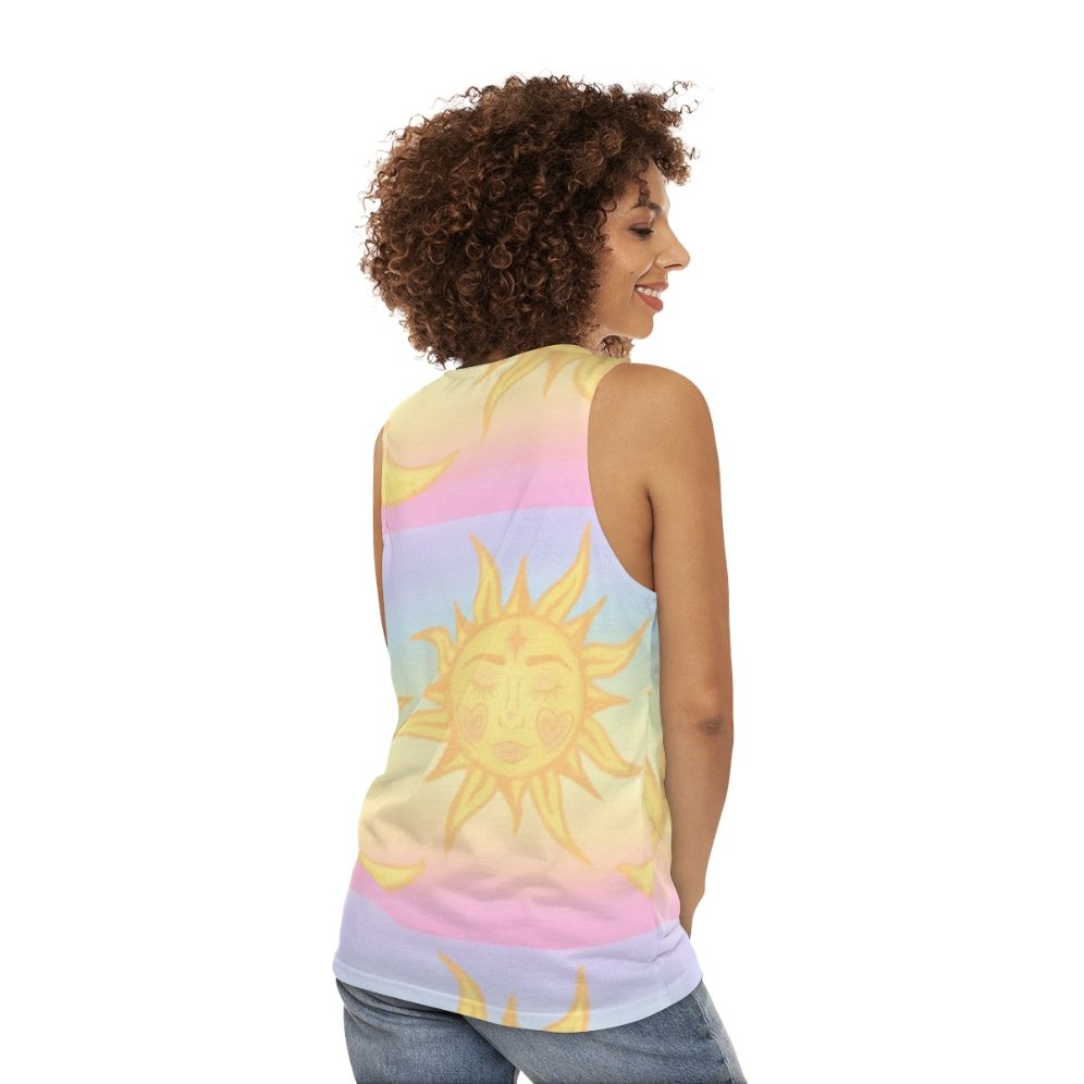 Hippie sun and moons unisex tank top - women back