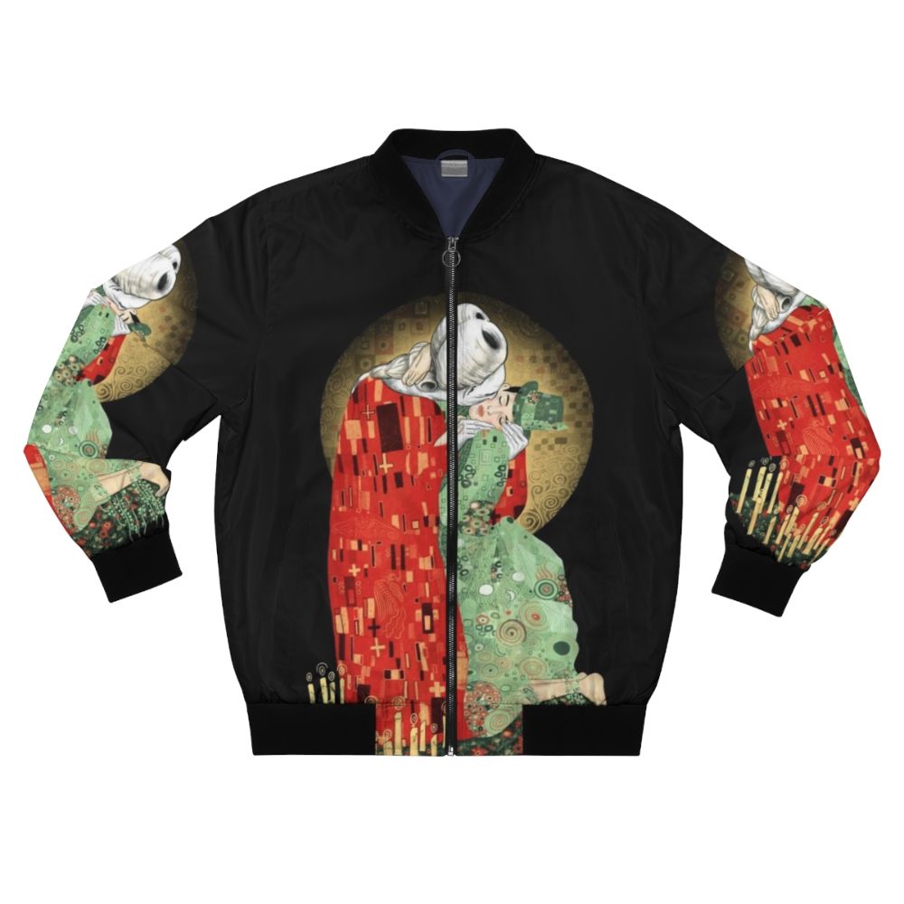 Bloody Kiss Vampire Bomber Jacket - Romantic Gothic Horror Design Featuring Mina and Dracula Kiss