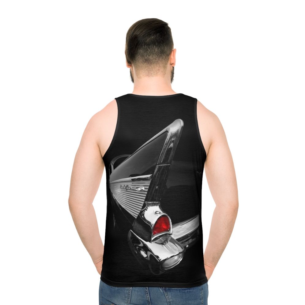 Vintage 1957 Chevy Bel Air black unisex tank top - men back