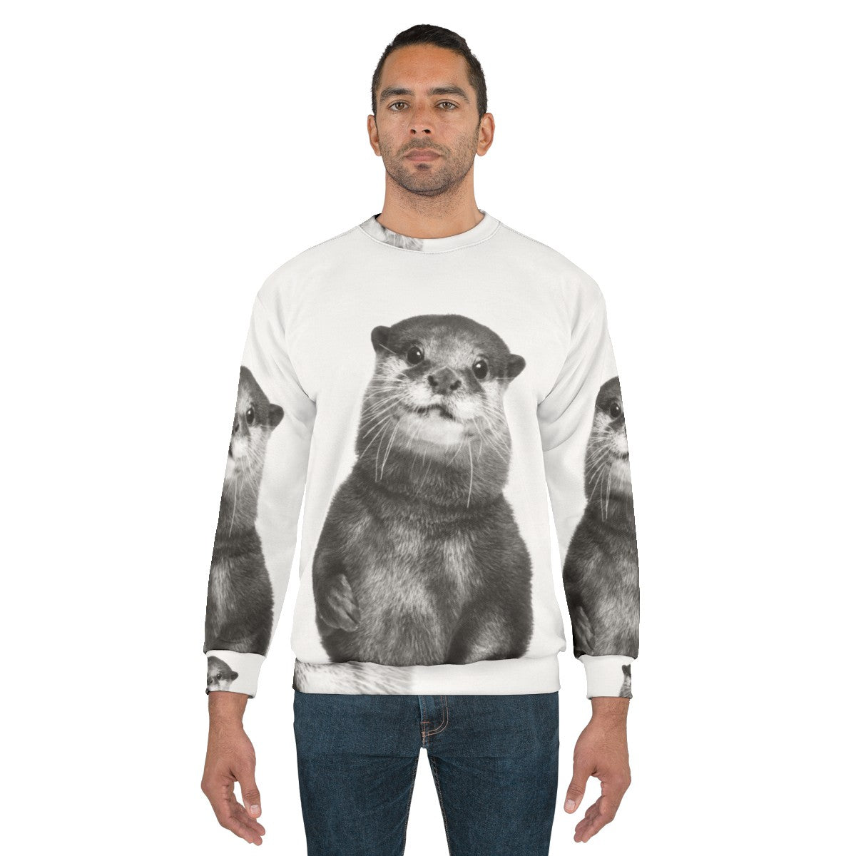 Otter sweatshirt with a cute animal portrait design - men