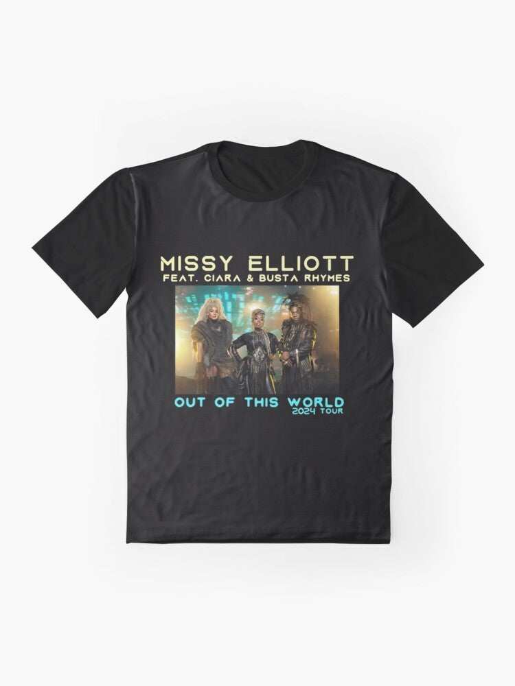 Missy Elliott 2024 Tour Graphic T-Shirt featuring Ciara and Busta Rhymes - Flat lay